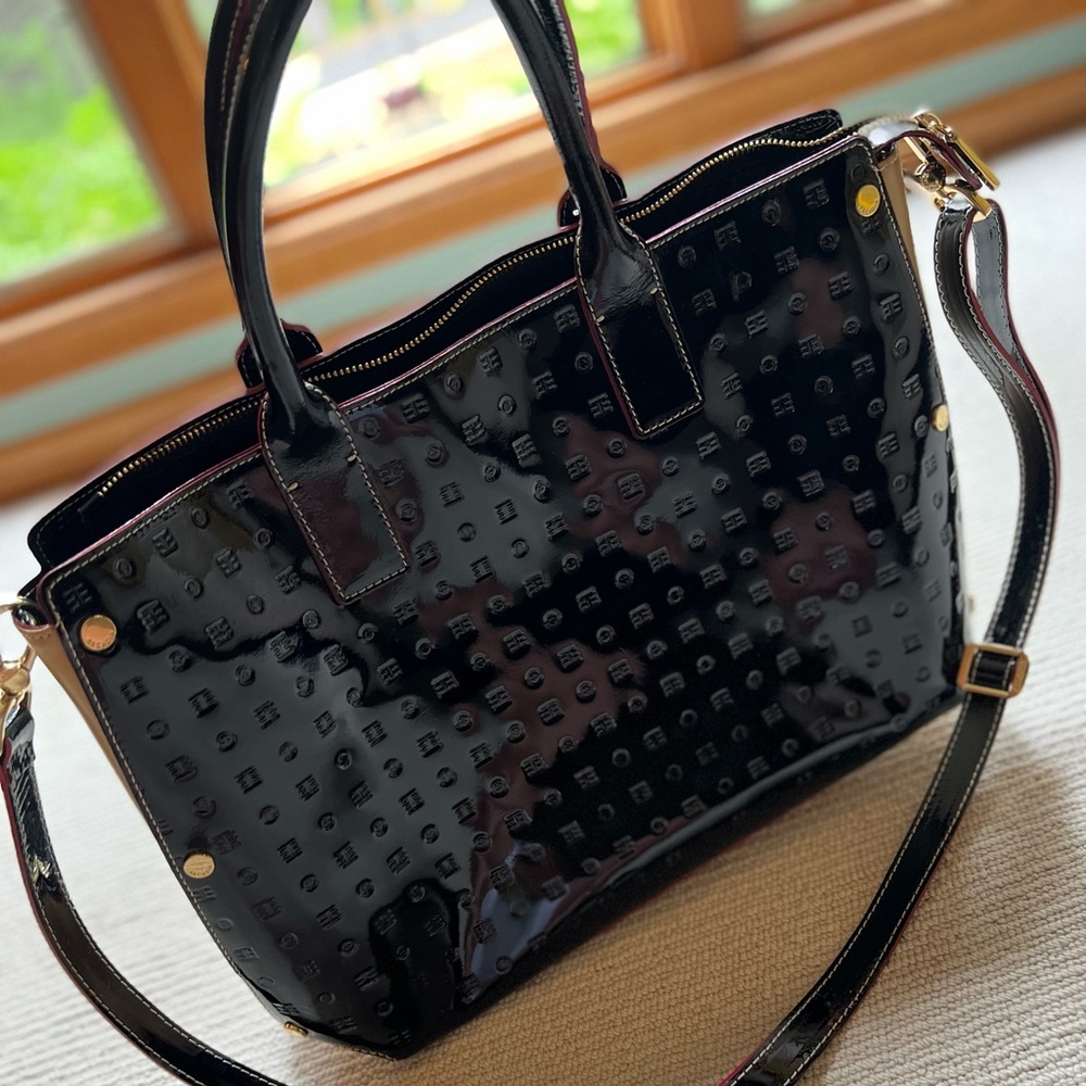Black patent Italian leather purse